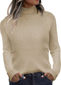 Women’s Turtleneck Sweaters 2024 Fall Fitted Long Sleeve Pullover Sweater Ribbed Knit Basic Tops