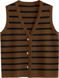 Vest Tops for Women Striped Sweater Vest 2025 Summer Crochet Cropped Button Up Work Tank Top Outfits Clothes