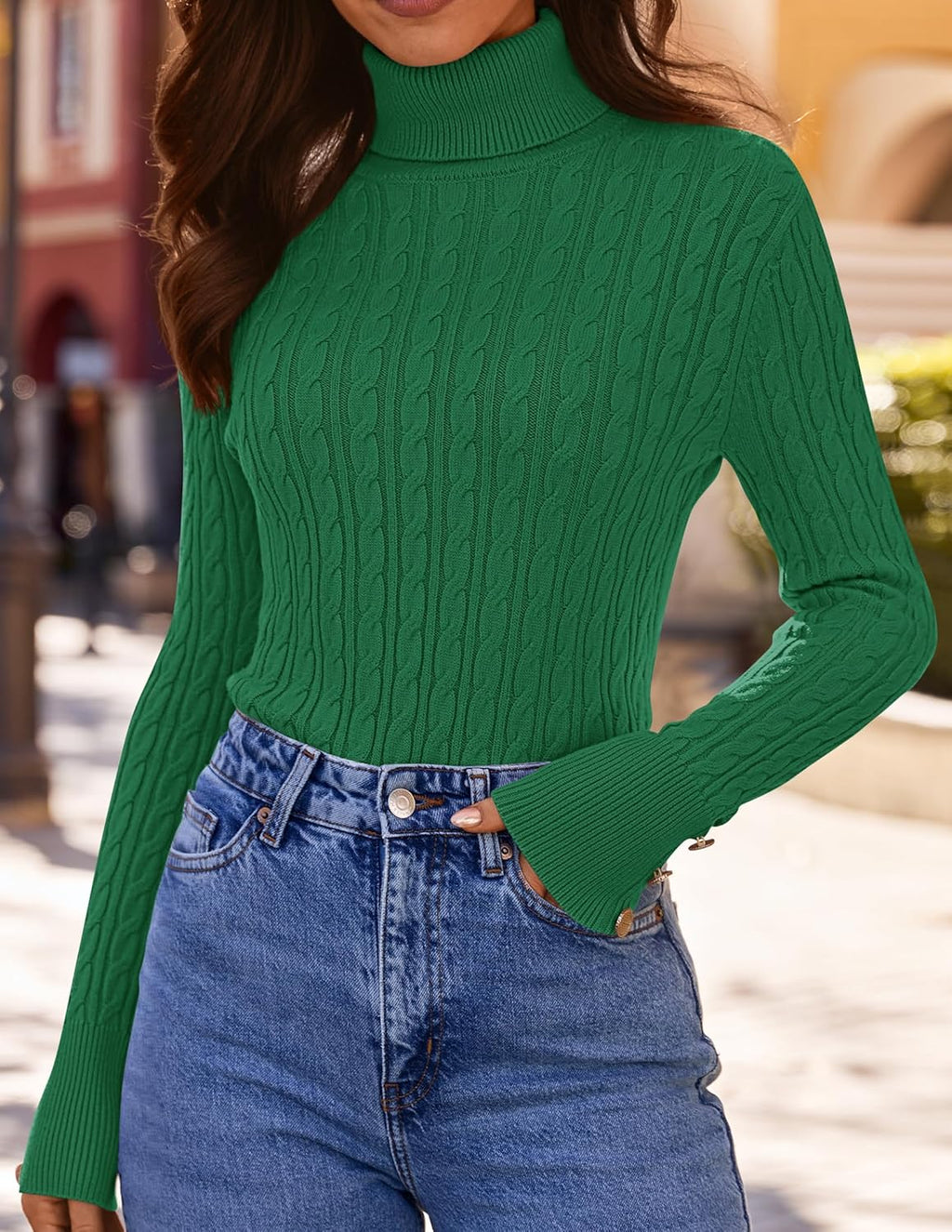 Women’s Turtleneck Cable Knit Spring Winter Long Sleeve Pullover Sweaters