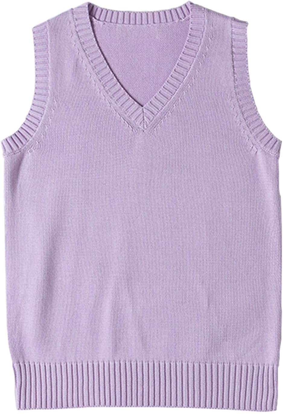 Women’s Sweater Vest Classic V Neck Uniform Pullover Knitwear Tops Sleeveless Knitted Sweaters Vests